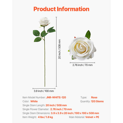 SucceBuy 60/120/500 pcs Artificial Flowers with Stems for DIY Wedding Home Centerpieces Arrangements Party Tables Decorations