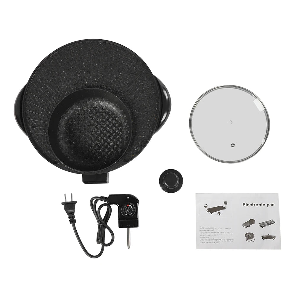 Circular Edition Hotpot Grill Combo Indoor BBQ Electric Hot Pot  Portable Smokeless Grill Temp Control Easy Clean For Home Party