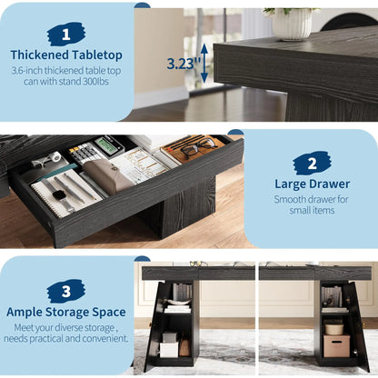 HiMISS Gaming Computer Desk With Drawer Cabinet And Storage Shelves