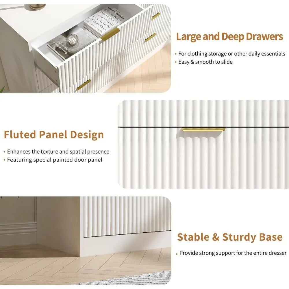 Chengwei Fluted Dresser With 8 Drawers Modern Finish