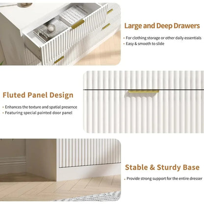 Chengwei Fluted Dresser With 8 Drawers Modern Finish