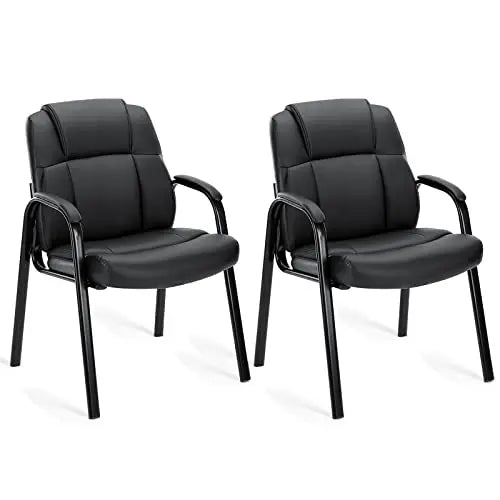 JHK Leather Waiting Room Chairs No Wheels,Guest Chair with Padded Arm Office Guest Chair Conference Room Lobby Table
