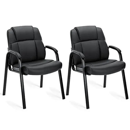 JHK Leather Waiting Room Chairs No Wheels,Guest Chair with Padded Arm Office Guest Chair Conference Room Lobby Table