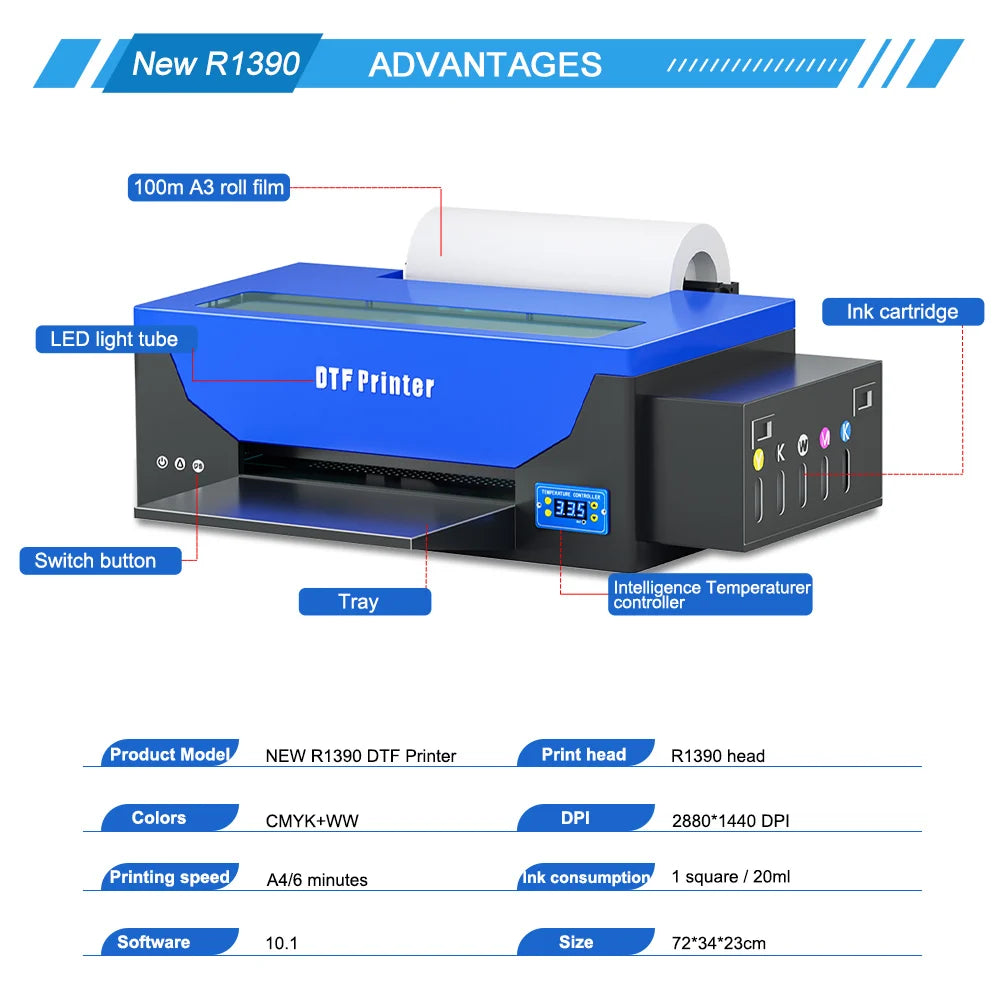 A3 DTF Printer Impresora XP600 DTF Printer A4 L800 DTF Printer Printing Machine For T-shirt Direct Transfer Roll Film Printer