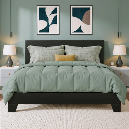HOOMIC Upholstered Bed Frame With Adjustable Linen Headboard