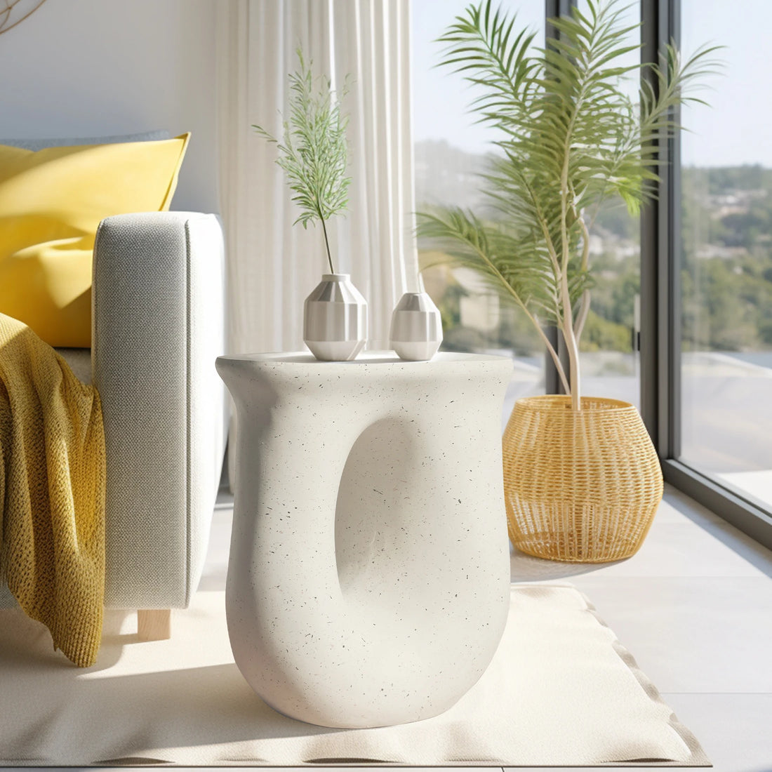 Wisfor Modern Concrete Pedestal Table Stand for Home Decor