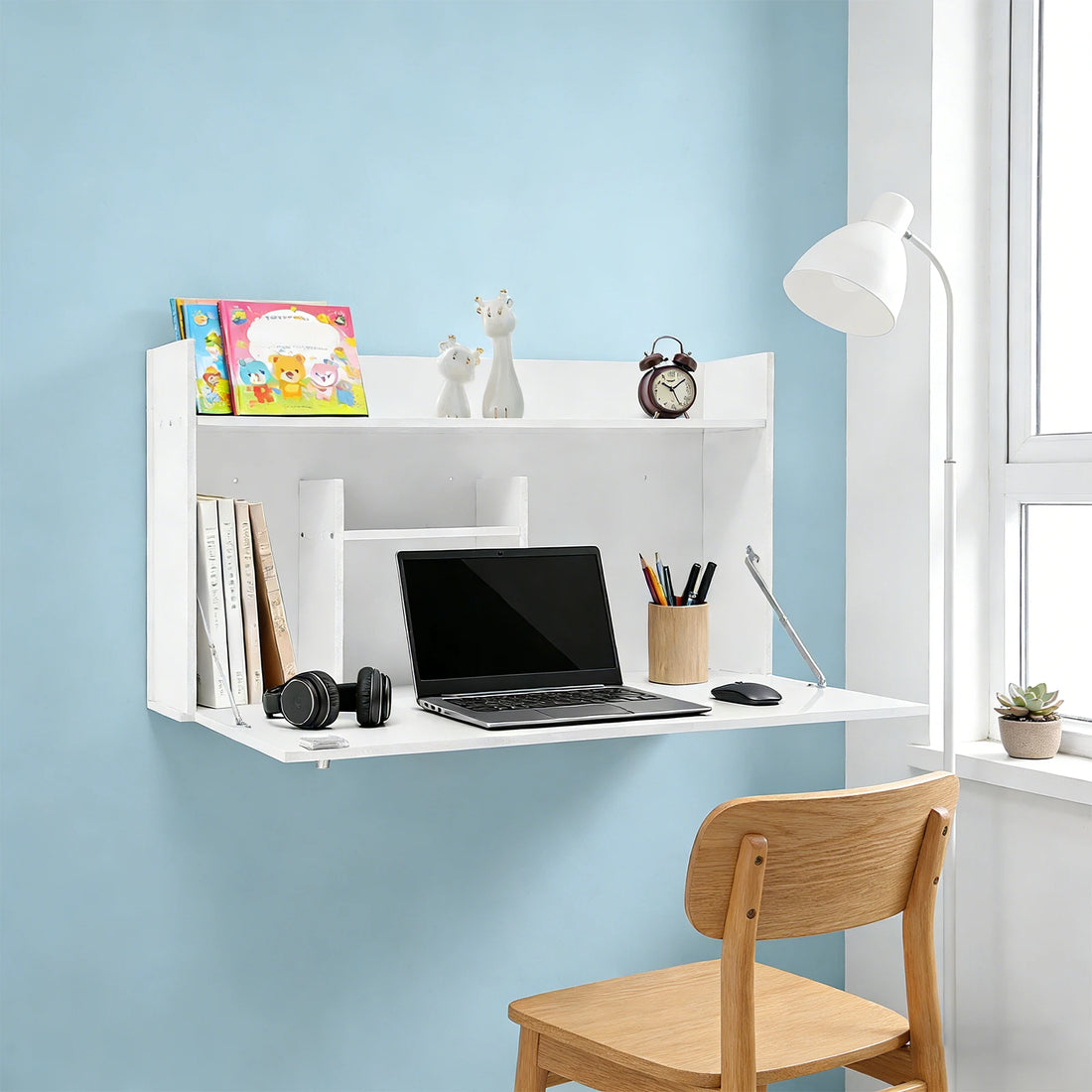 Wall Mounted Foldable Table Cabinet Multifunctional Floating Desk Load Capacity 20kg For Bedrooms, Studies, Offices