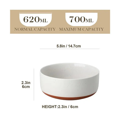 Cereal Bowls Set of 6, 24 OZ Ceramic Bowls for Kitchen, Soup Bowl Breakfast Bowls, Dishwasher Microwave Safe, Khaki White, Serie