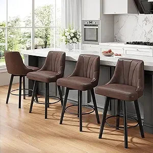 Counter Height Swivel Bar Stool Set of 4 with Back