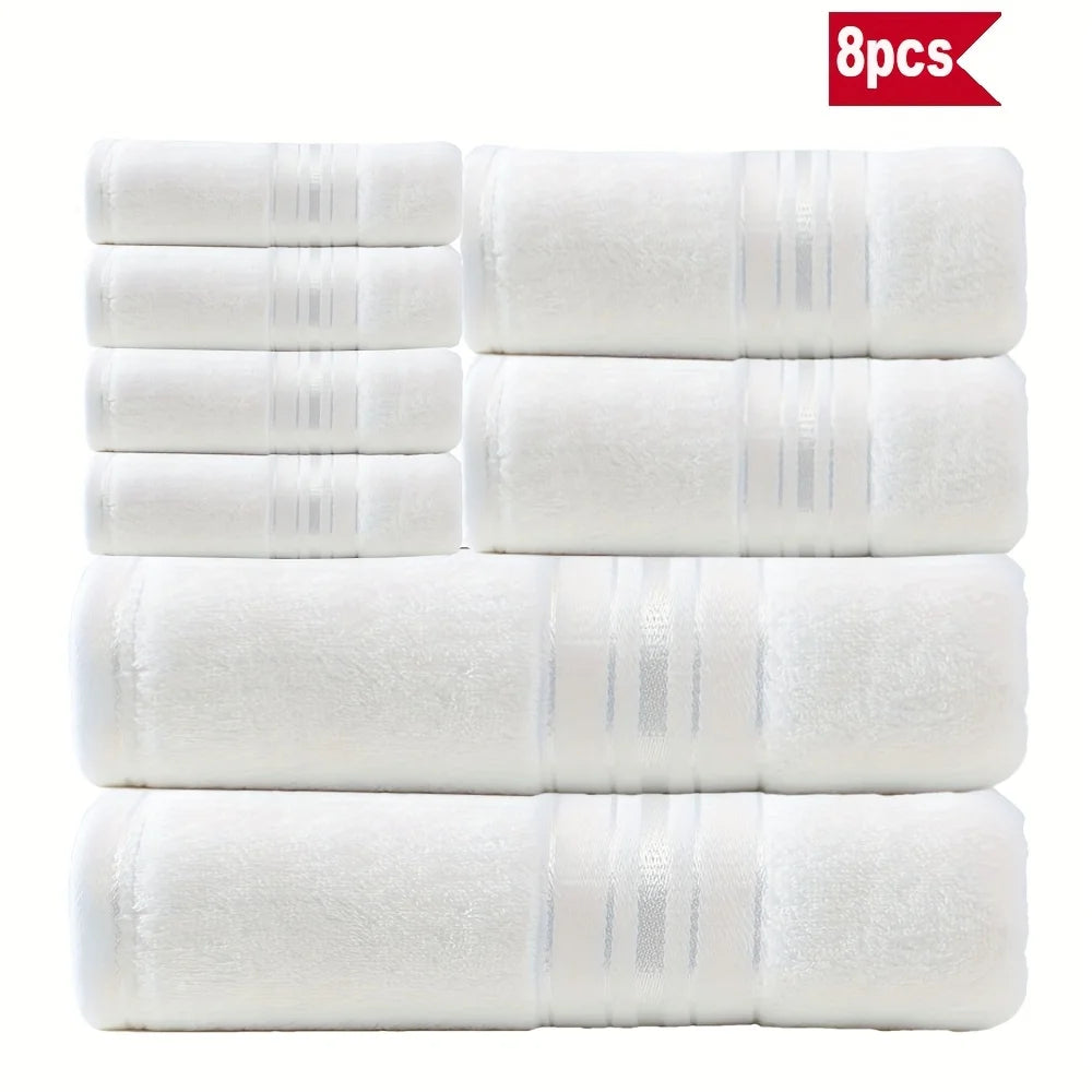 8 Piece Luxury Towel Set – Majestic Plush, Super Absorbent &amp; Quicker-to-Dry, Thick 100% Ring Spun Cotton Towels for Bathroom, Spa &amp; Hotel – 2 Bath, 2 Hand, 4 Washcloths