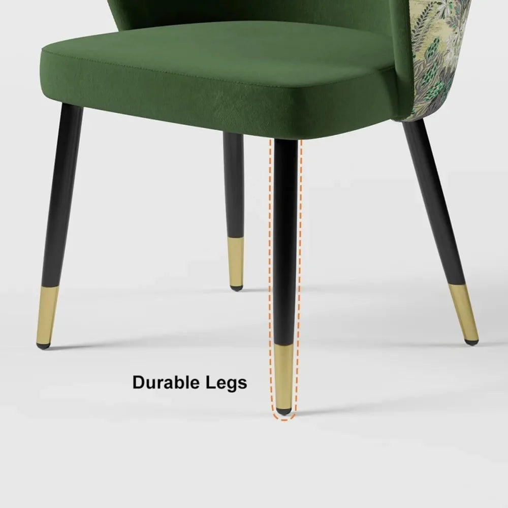 Upholstered Velvet Dining Chair, Comfy Dining Room Chairs with Thick Cushions, Modern Kitchen Side Chairs (Green, 1-Piece