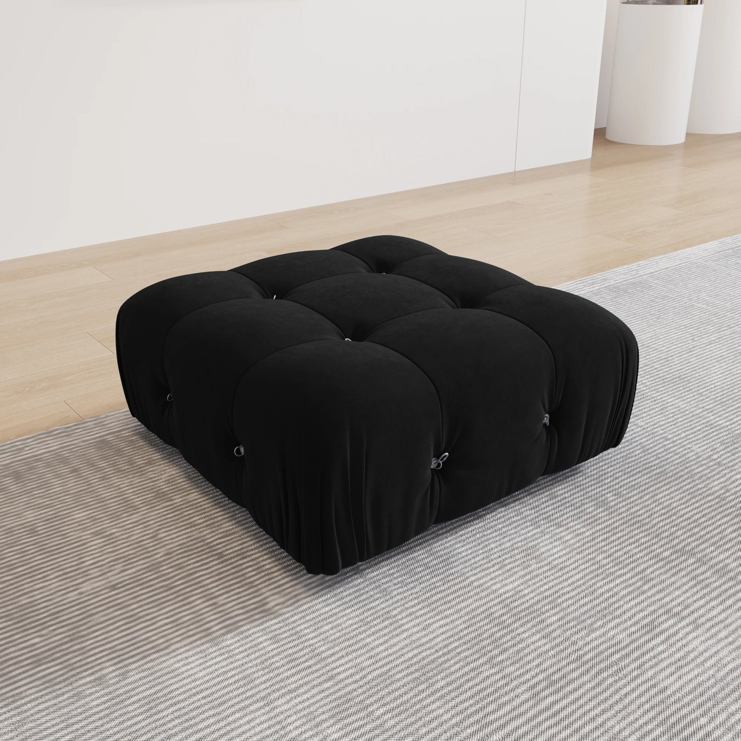 Minimalist Velvet Sectional Sofa with Modular Ottomans for Living Room