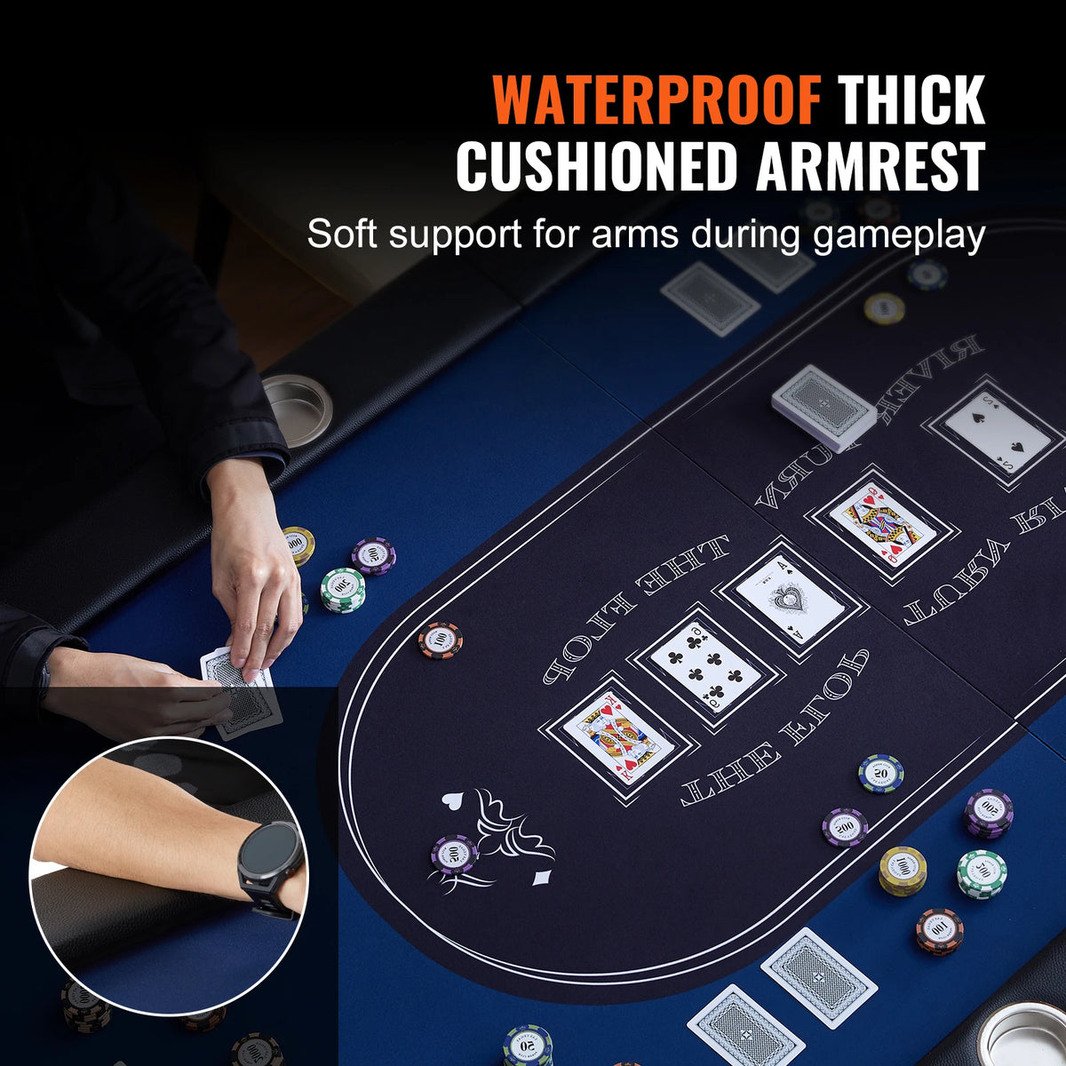 SucceBuy Foldable Poker Table with Padded Rails and Cup Holders