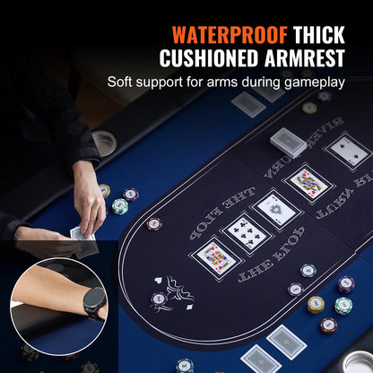 SucceBuy Foldable Poker Table with Padded Rails and Cup Holders