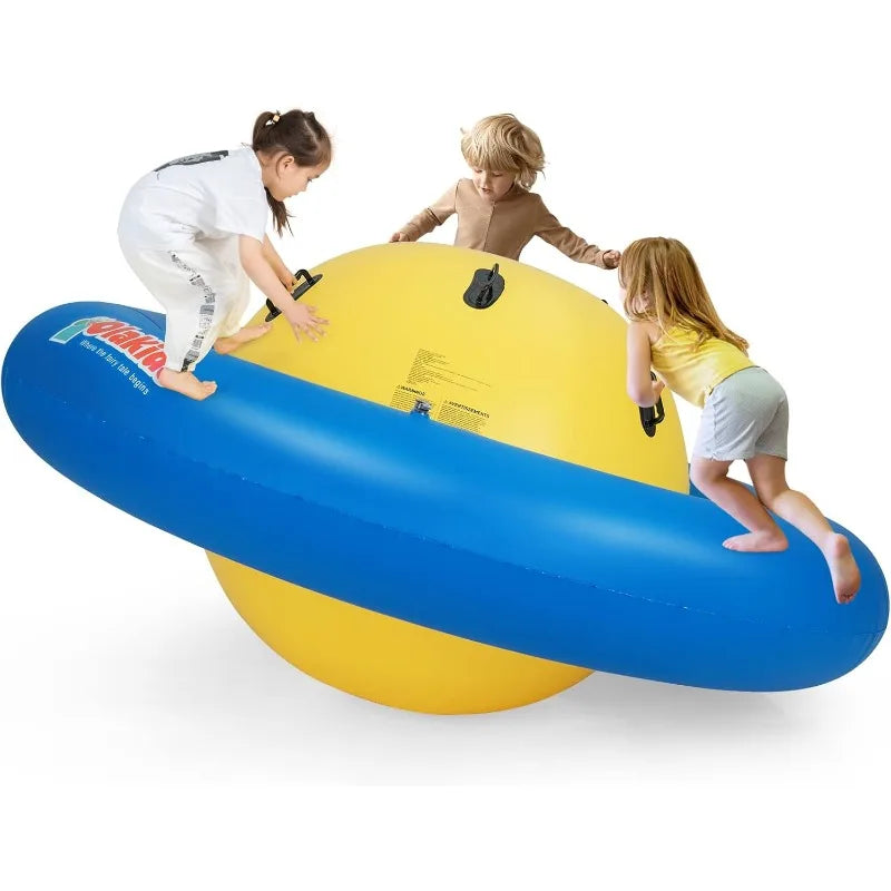 OLAKIDS 8FT Inflatable Dome Rocker Bouncer,Outdoor Kids Giant Roll and Play Seesaw Rocker w/ 6 Secure Handles,Max Weight 250 LBS