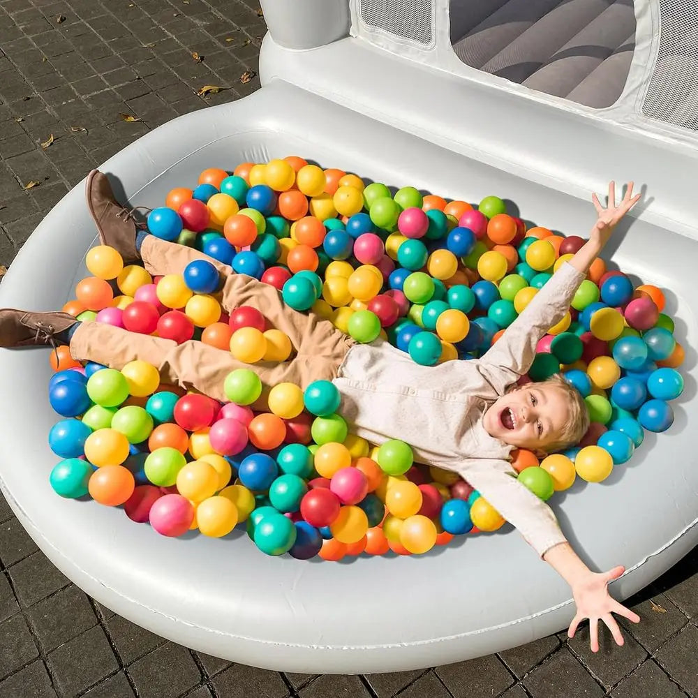 White Bounce House, Bounce House for Kids 3-6 with Ball Pit Pool, Toddler Mini Bounce House, Indoor Outdoor Iatable Bounce House