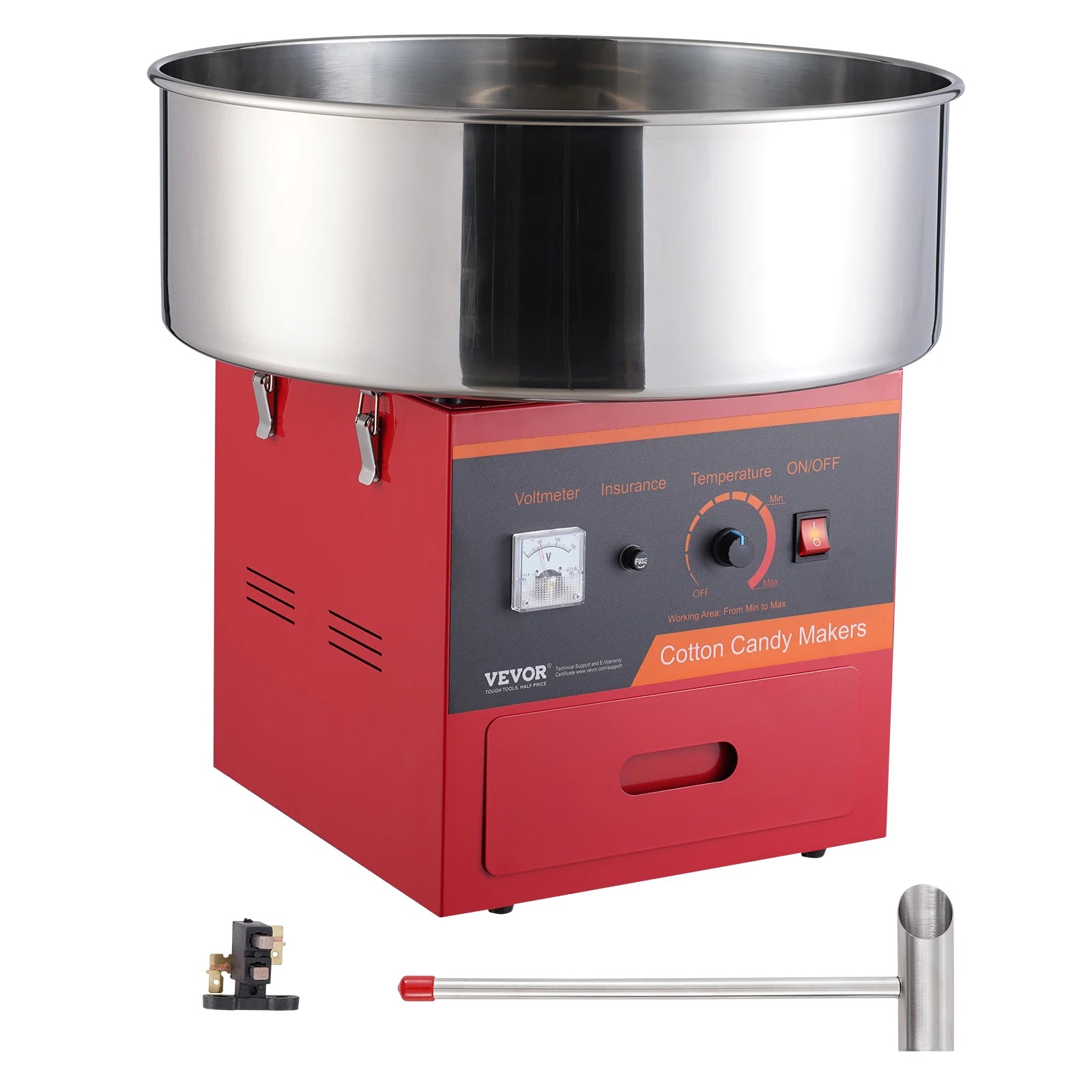 SucceBuy Electric Cotton Candy Machine Commercial Floss Maker with Stainless Steel Bowl Sugar Scoop Drawer for Birthday Party