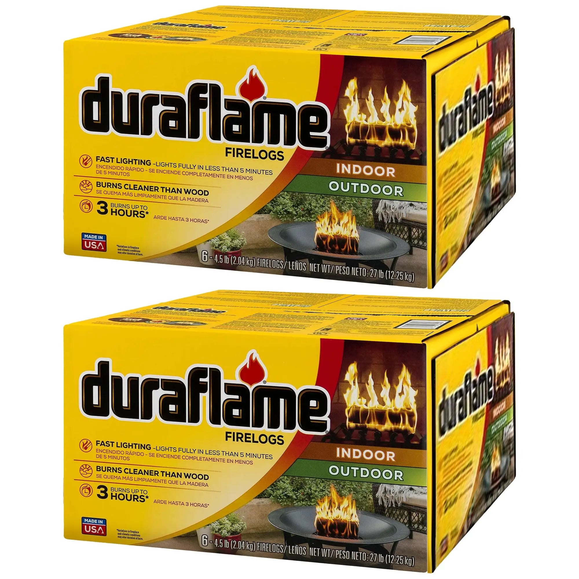 Duraflame 6-Pack Fire Logs, 3-Hour Burning, 4.5lb Each, Indoor Outdoor Fireplace Fire Pit Long Lasting Combustible Logs