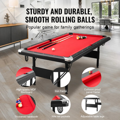SucceBuy 6.3/7ft Billiard Table Pool Table Portable Foldable SpaceSaving Billiard Table Set Includes Balls Cues Chalks and Brush