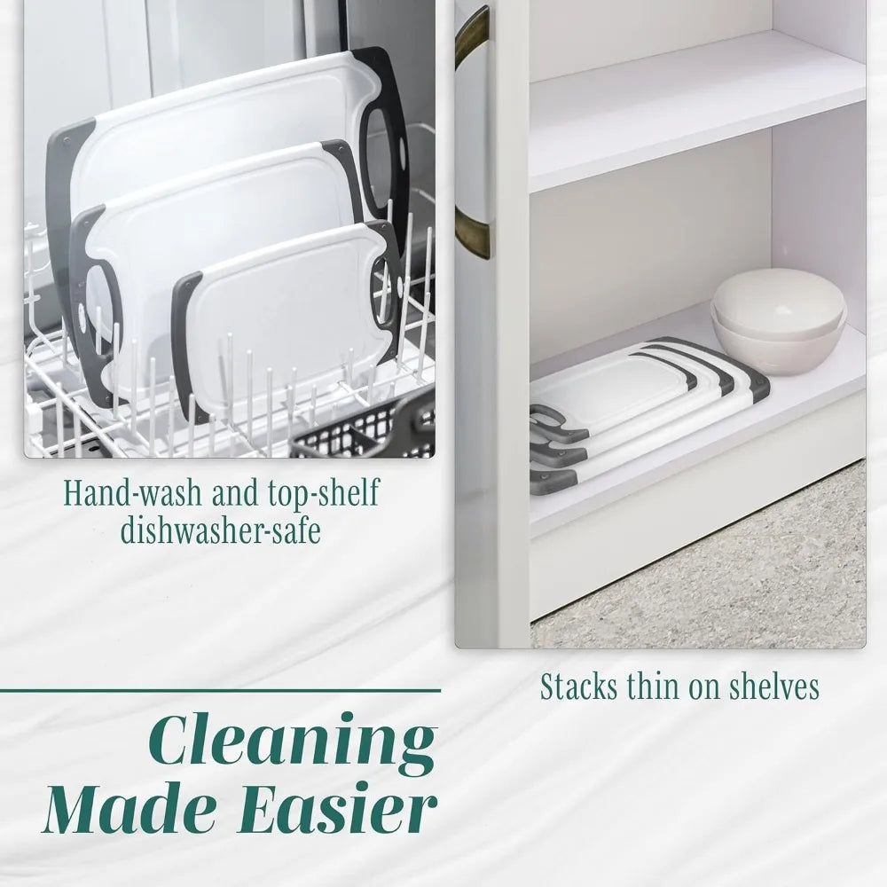 Cutting Boards for Kitchen - BPA-Free Chopping Board - Different Sizes &amp; Non Slip Handles - Reversible, Large Cutting Board Set