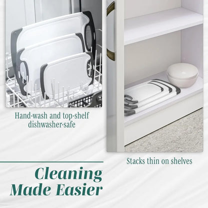 Cutting Boards for Kitchen - BPA-Free Chopping Board - Different Sizes &amp; Non Slip Handles - Reversible, Large Cutting Board Set