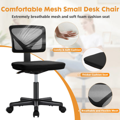 JHK Mesh Armless Office Chair With Lumbar Support And Wheels