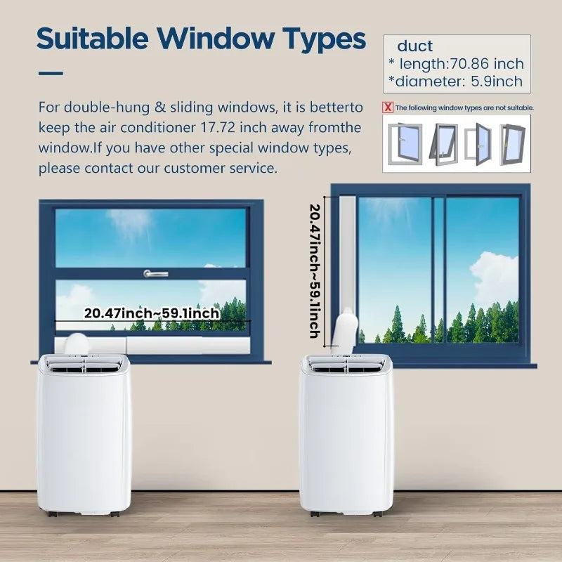 Portable Air Conditioners,10000 BTU(Ashrae) /6,300 BTU (SACC) DUAL MOTORS, Cooling,Dehumidifier,Fan Mode,Up to 250 S