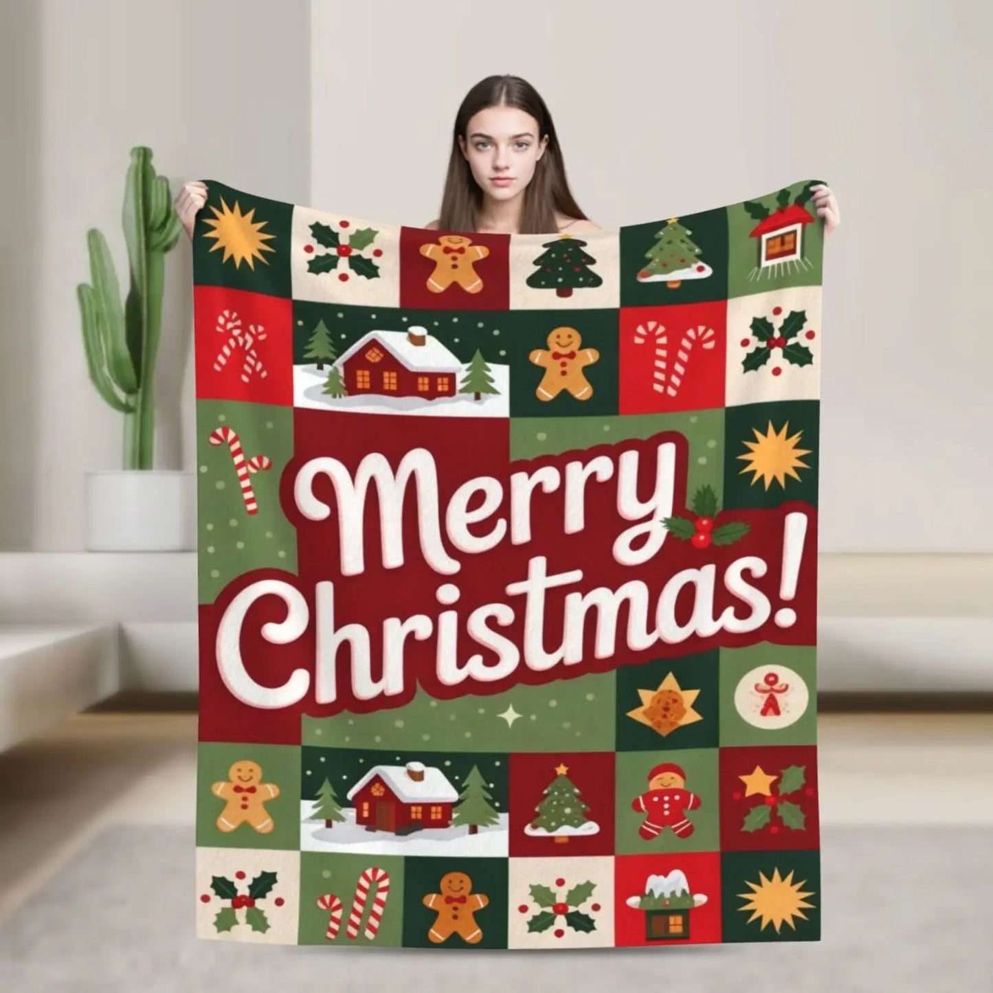 Flannel Christmas Blanket Throw For Kids Cartoon Pattern
