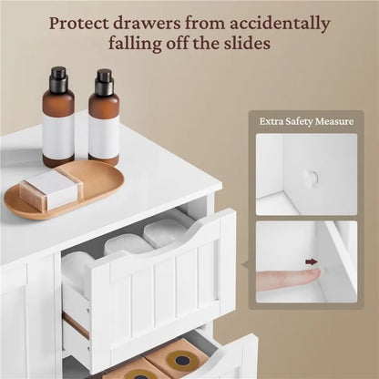 Easyfashion 4 Drawers &amp; Cupboard Bathroom Storage Organizer Cabinet White