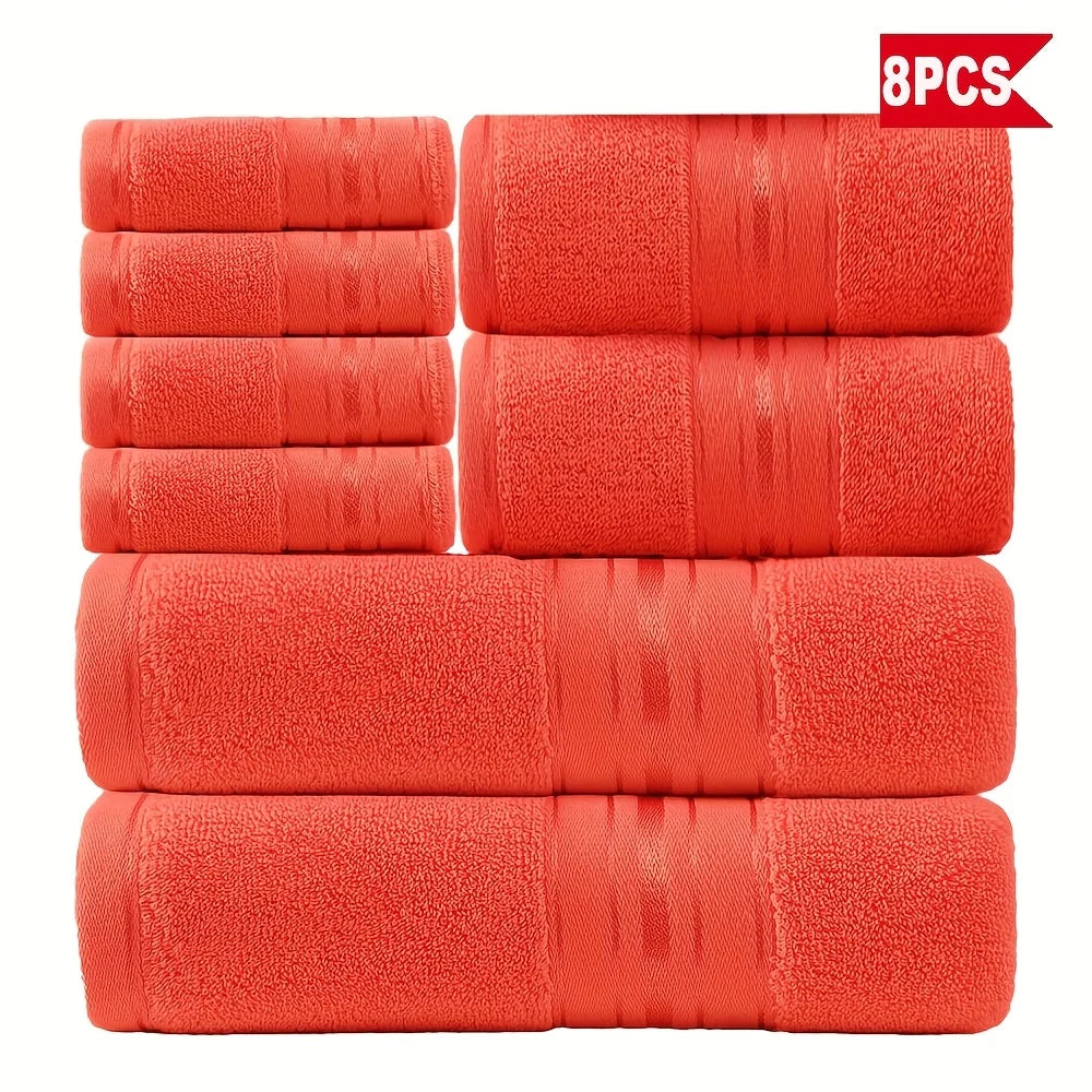 8 Piece Luxury Towel Set – Majestic Plush, Super Absorbent &amp; Quicker-to-Dry, Thick 100% Ring Spun Cotton Towels for Bathroom, Spa &amp; Hotel – 2 Bath, 2 Hand, 4 Washcloths