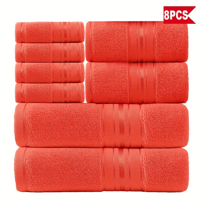8 Piece Luxury Towel Set – Majestic Plush, Super Absorbent &amp; Quicker-to-Dry, Thick 100% Ring Spun Cotton Towels for Bathroom, Spa &amp; Hotel – 2 Bath, 2 Hand, 4 Washcloths