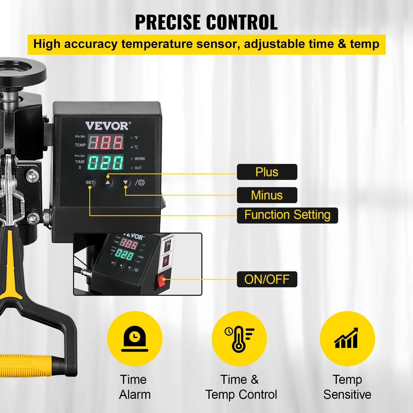 SucceBuy 2In1 Heat Press Machine 38*38CM Multifunctional 360° Swing-Away Digital Sublimation Printer Transfer DIY T-shirt Cap