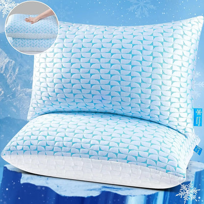 Shredded Memory Foam Pillows Queen/King Size Set of 2 Firm, Adjustable Cooling Pillow for Side Sleeper, Supportive Fluffy Pillow
