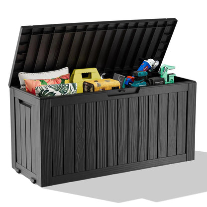 PatioZen 320 Gallon Large Resin Deck Box, Lockable Outdoor Storage Box for Patio Cushions Storage Furniture,Garden Tools