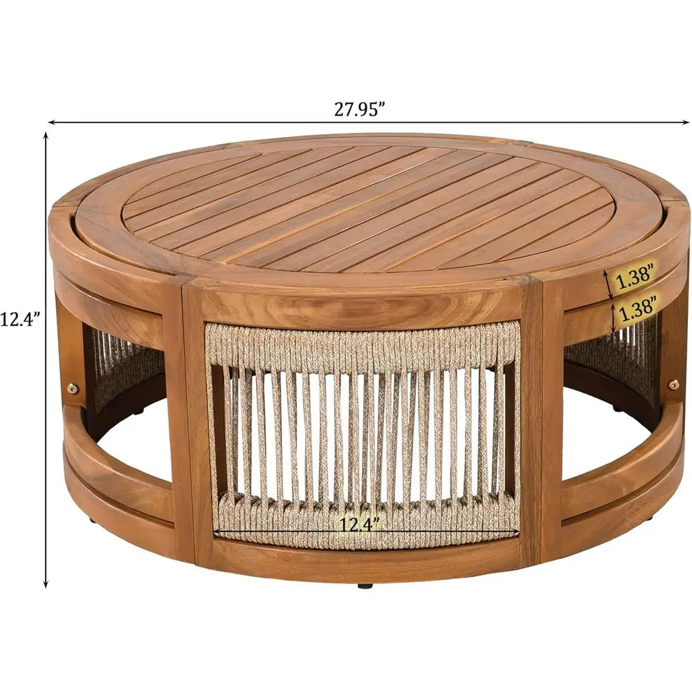 4-Piece Patio Contion Set, All Weather Sectional Soa Set w/ 2 Chairs, Loveseat &amp; Table Premium, Acacia Wood Outdoor urniture Set