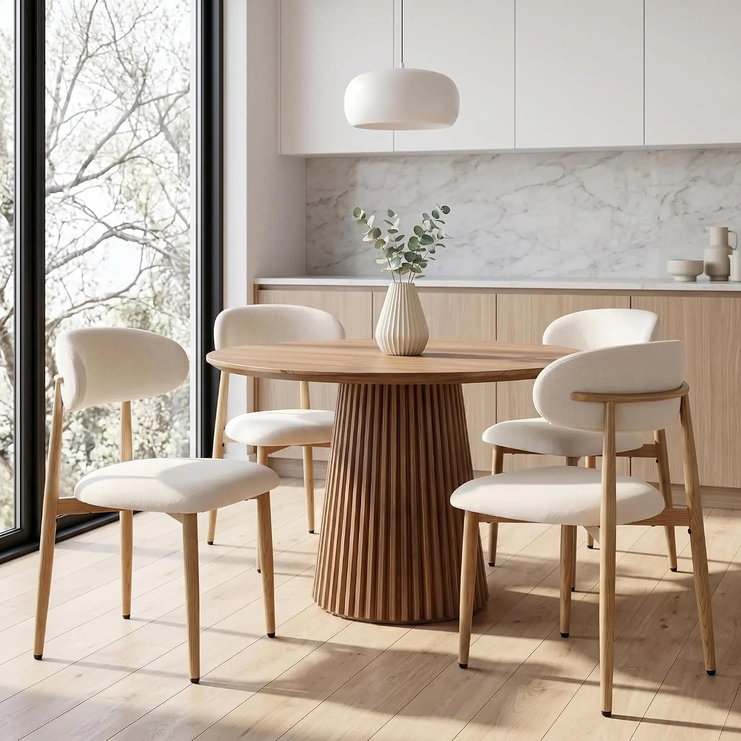 Dining Chairs Set of 4, Metal Kitchen Chairs with Modern Fabric Upholstered for Dining Room, Beige, Customized