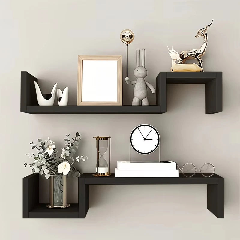 2 PCS floating shelf, partition, wall shelf, reinforcement board, strong load-bearing capacity, simple installation, can be used