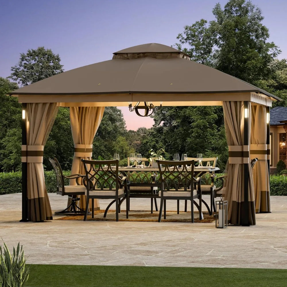 Elevated Outdoor Gazebo With LED Lighting And Bluetooth Audio