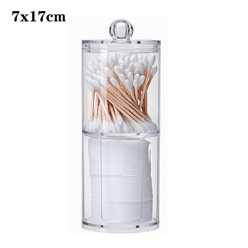 Acrylic Makeup Organizer For Cotton Swabs Jewelry And Remover Pads