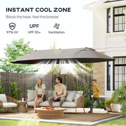 Outsunny Double-Sided Outdoor Patio Umbrella With Crank Handle