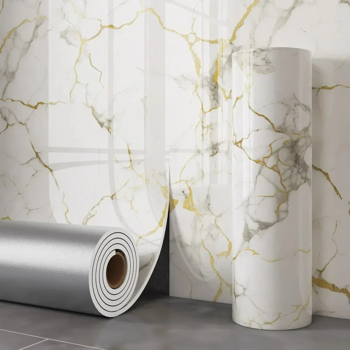 Self Adhesive Marble Peel And Stick Wallpaper PVC Tile Wall
