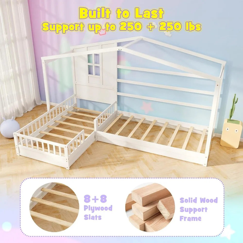 Mat Expert L-Shaped Twin Platform Bed For Kids With Window