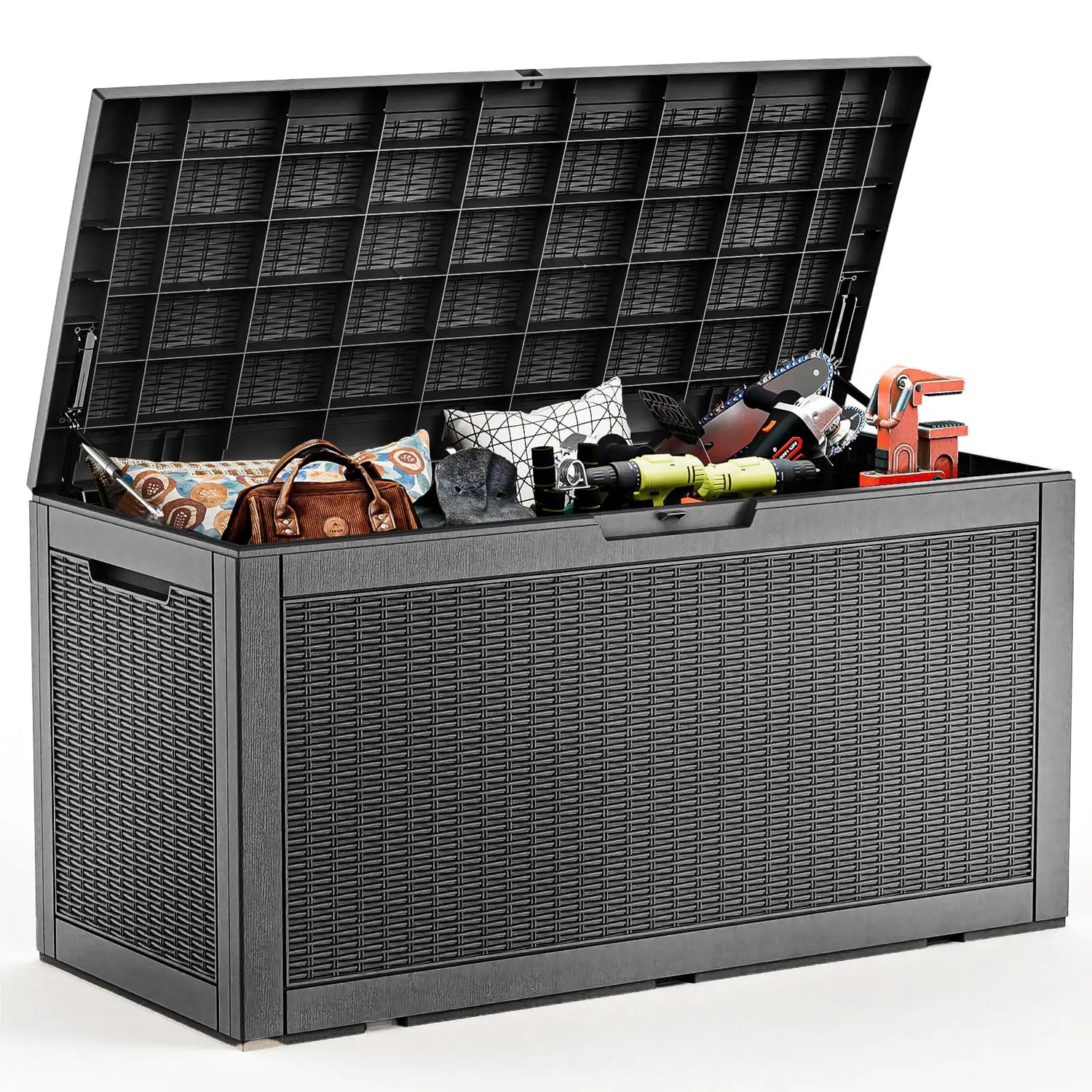 PatioZen 320 Gallon Large Resin Deck Box, Lockable Outdoor Storage Box for Patio Cushions Storage Furniture,Garden Tools