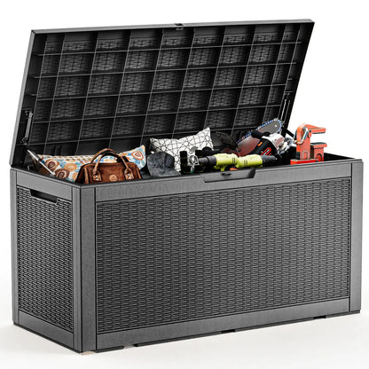 PatioZen 320 Gallon Large Resin Deck Box, Lockable Outdoor Storage Box for Patio Cushions Storage Furniture,Garden Tools
