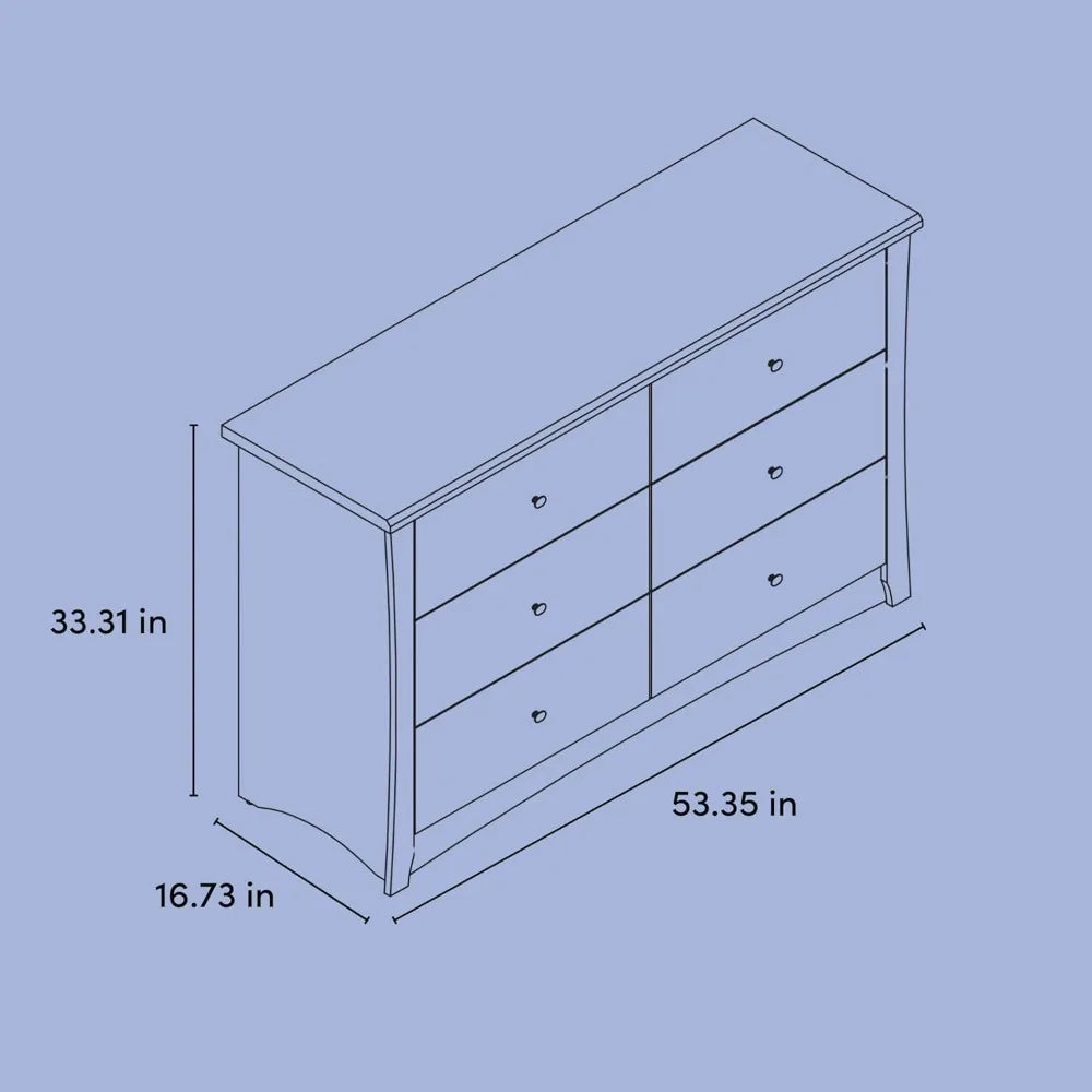 "crescent 6-drawer double dresser in pebble gray - elegant storage for bedroom"