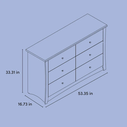 "crescent 6-drawer double dresser in pebble gray - elegant storage for bedroom"