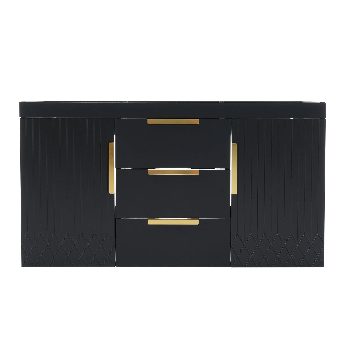 36'' Wall Mounted Bathroom Vanity without Sink, Floating Bathroom Storage Cabinet with 2 Drawers, Solid Wood Bathroom Cabinet