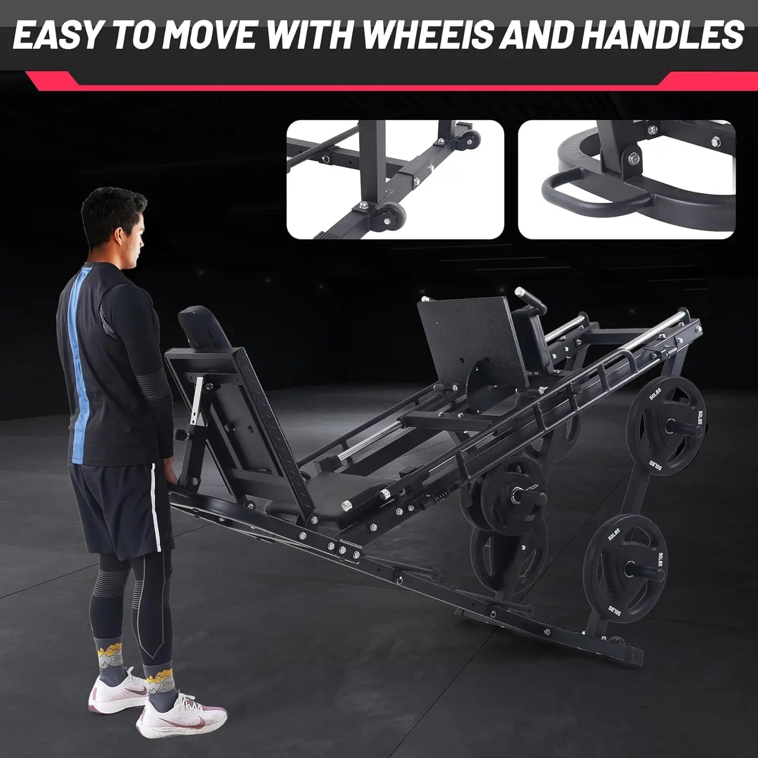 2-in-1 Leg Press &amp; Hack Squat Machine 440LBS, Linear Bearing Glute Workout Equipment with Weight Storage, Home Gym, Customized