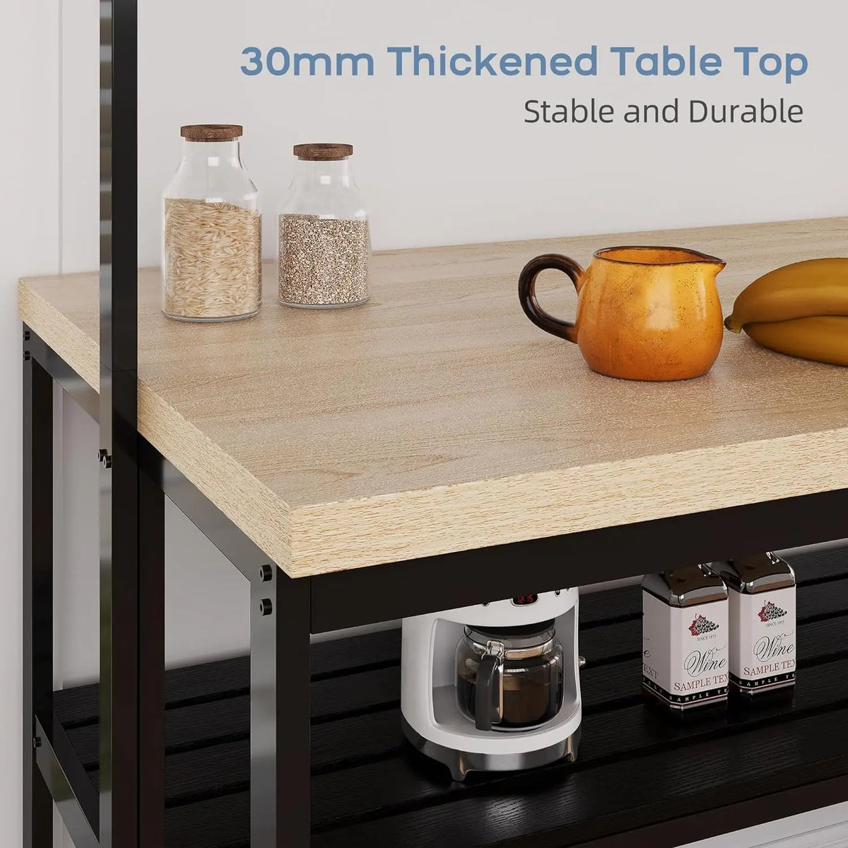Kitchen Island Bakers Rack Microwave Oven Stand with 3 Tier Storage, Coffee Bar Table, Storage Shelf for Dining Room