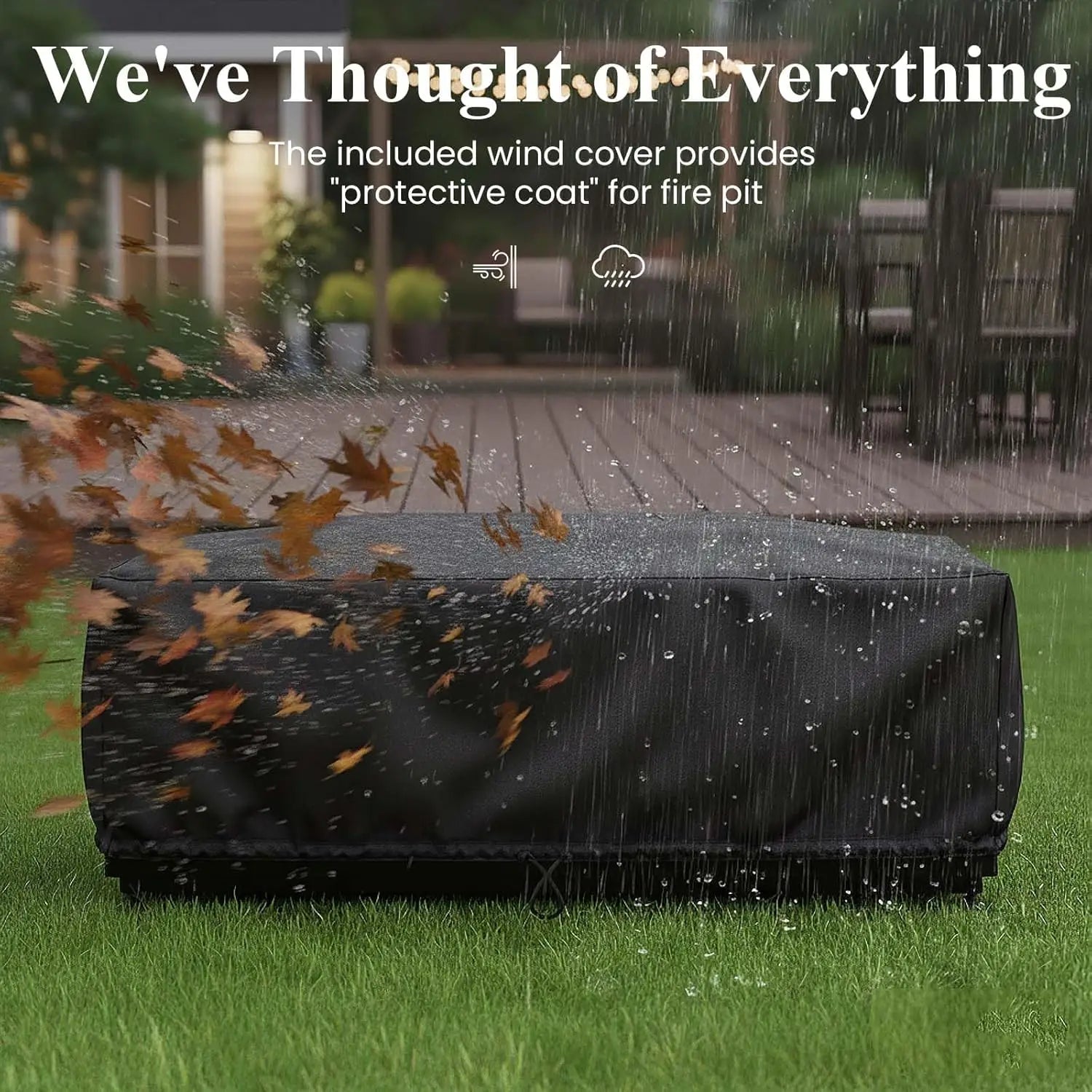 42 Inch Outdoor Fire Pit Table for Outside Patio, 55000BTU Rectangle Propane Firepit , Waterproof Cover and Lid